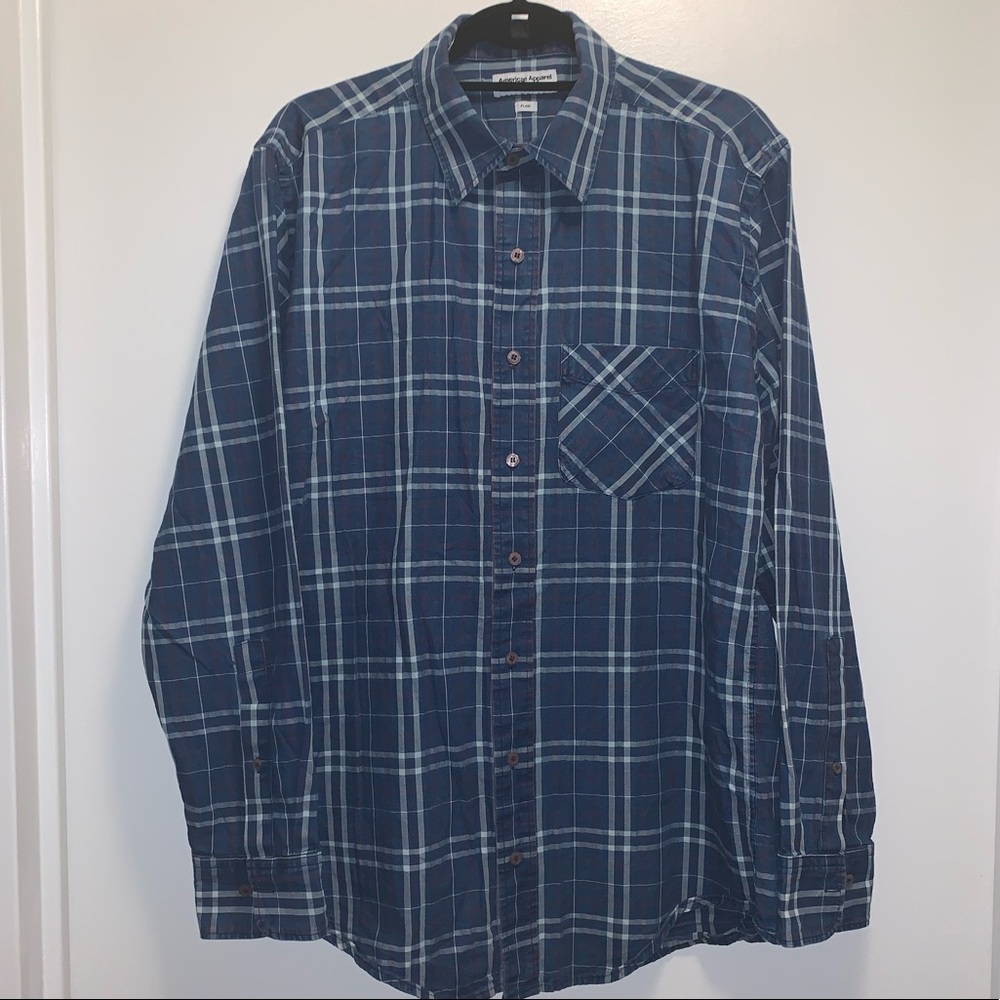 American apparel men’s plaid button down size L
